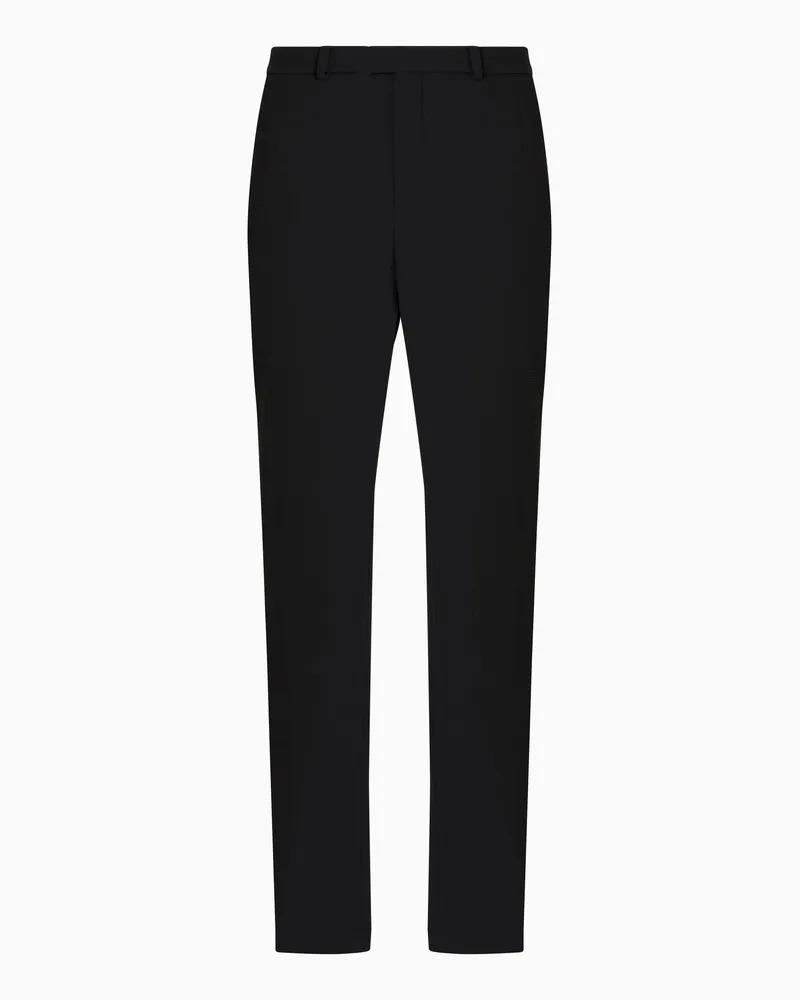 Emporio Armani Hose aus mikrostrukturiertem Crêpe-Jersey mit Pikee-Effekt Schwarz