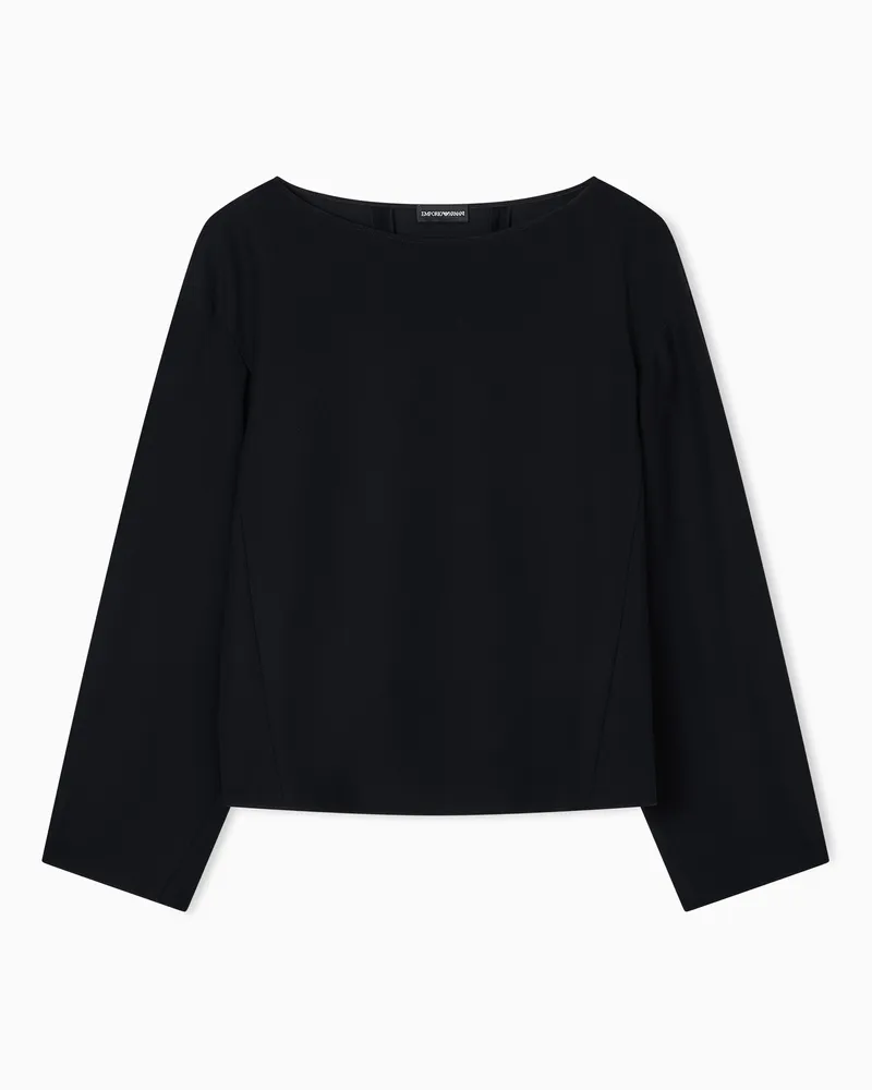 Emporio Armani Ausgestellte Bluse aus Funktions-Cady Schwarz