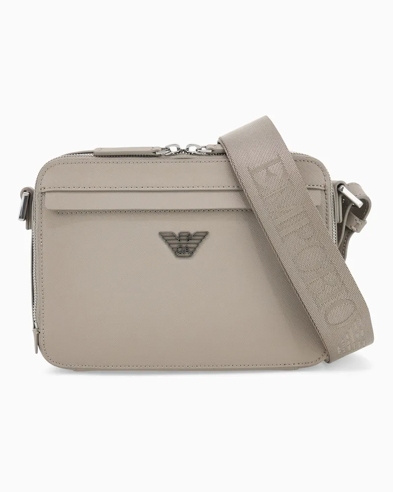 Emporio Armani Umhängetasche mit Saffiano-Struktur und verstellbarem Riemen Beige