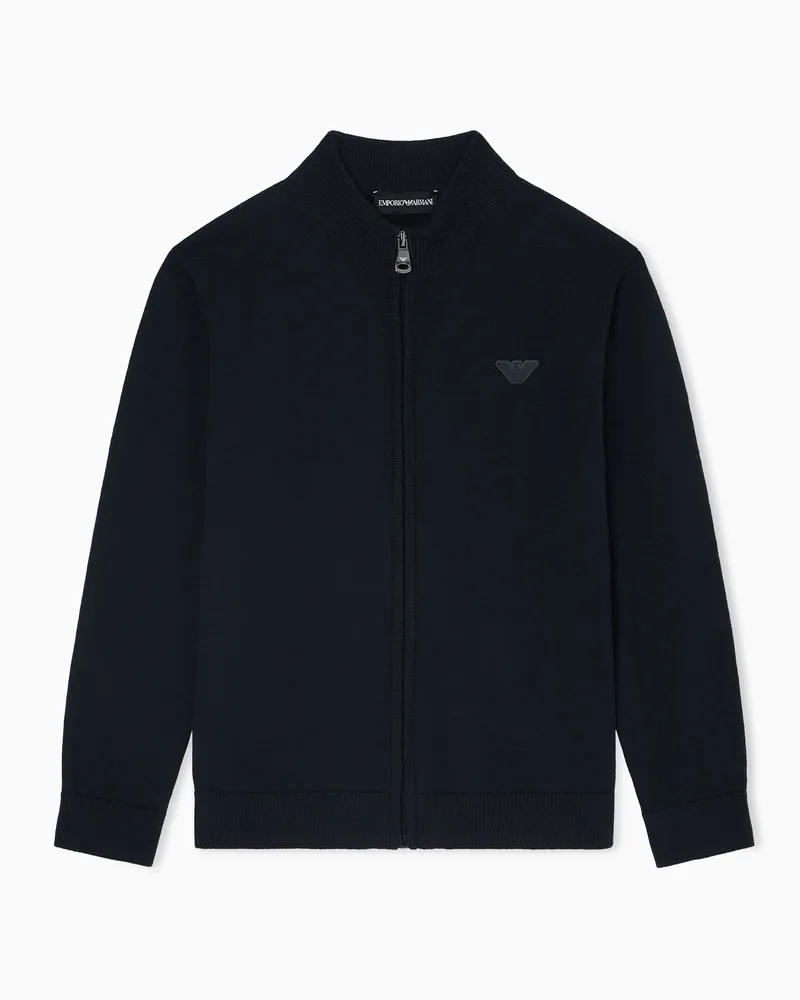 Emporio Armani ASV Pullover aus einer Bio-Baumwoll-Mischung mit Reißverschluss Marineblau