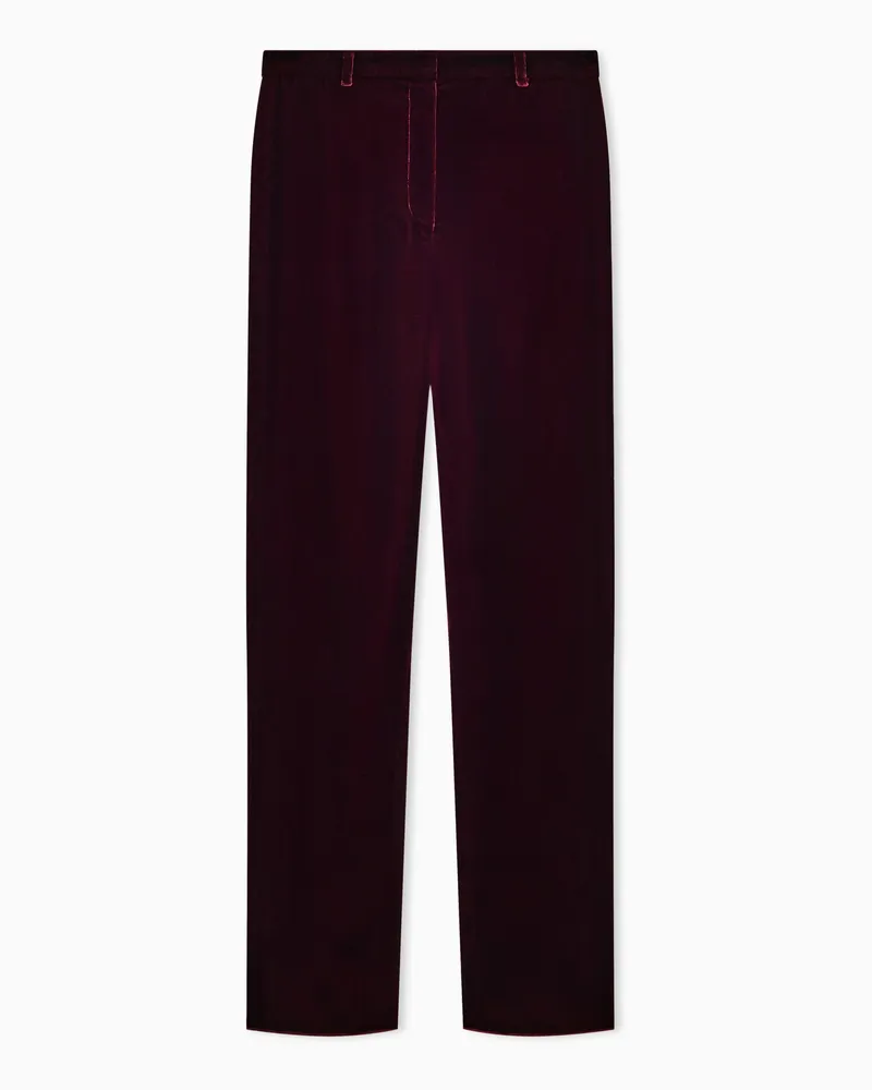 Emporio Armani Hose aus fließendem Samt mit Bundfalten Burgunderrot