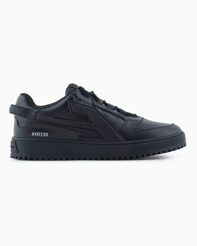 Emporio Armani Sneaker aus Leder mit großem EA-Patch Schwarz