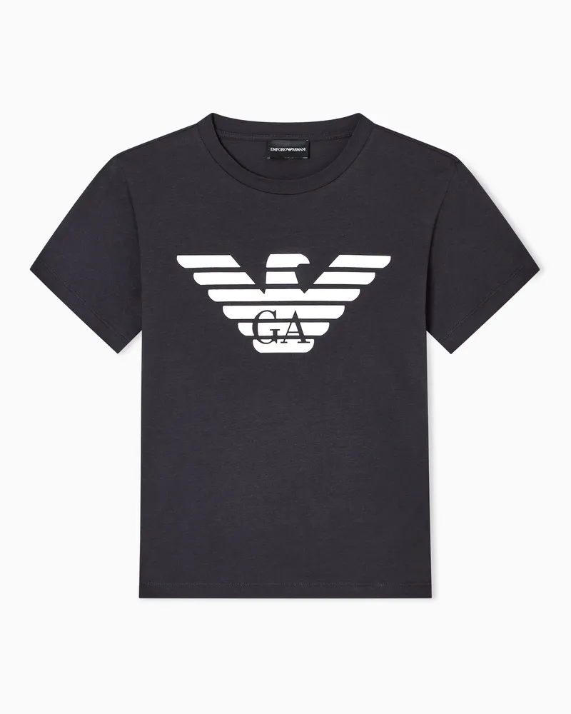Emporio Armani T-Shirt aus Bio-Jersey mit ASV Logo-Print Marineblau