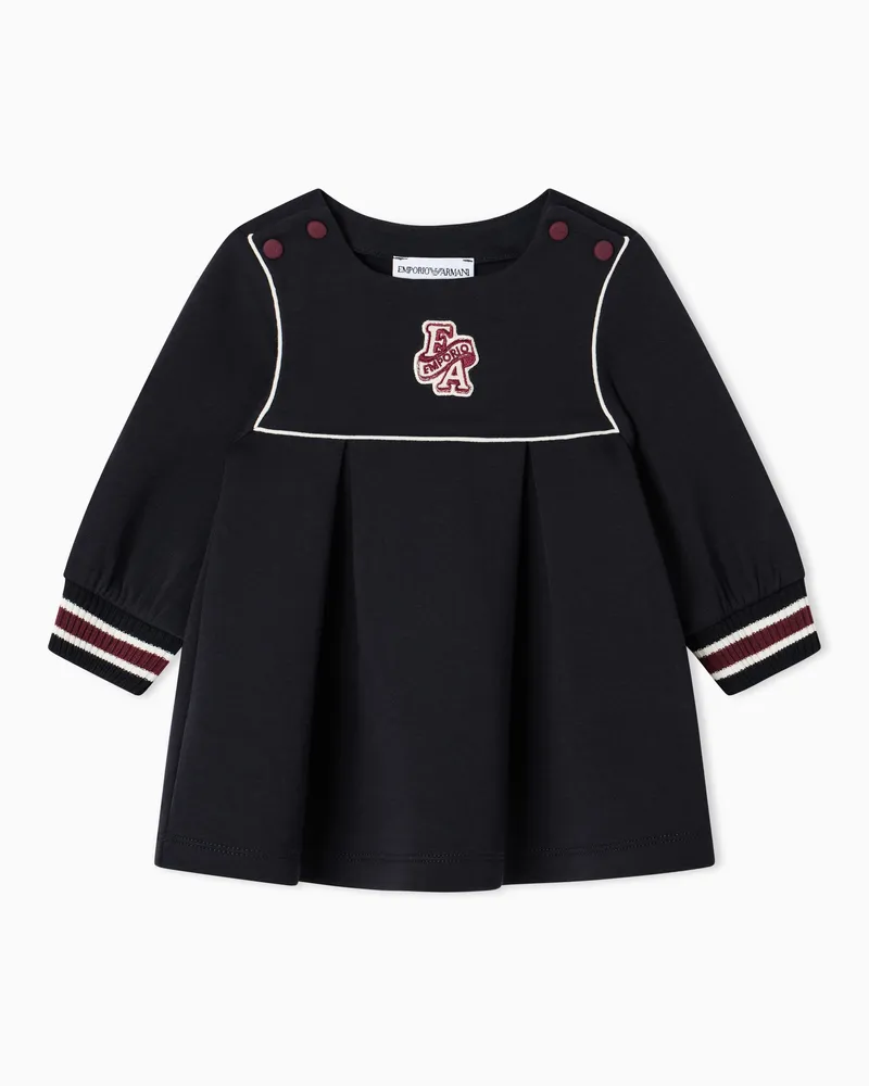 Emporio Armani Jerseykleid im Regular Fit mit Falten und Rippbündchen Marineblau
