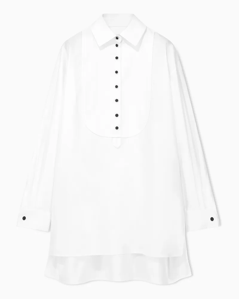 Emporio Armani Oversize-Hemd aus levantinischer Baumwolle mit Latz Weiß