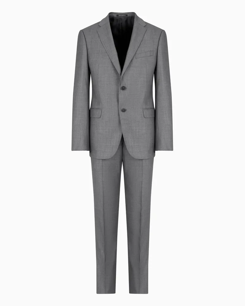 Emporio Armani Einreihiger Anzug aus Grisaille mit seidigem Finish Grau
