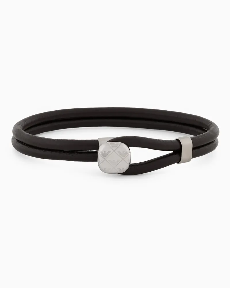 Emporio Armani Lederarmband und Manschettenknöpfe im Set Mehrfarbig