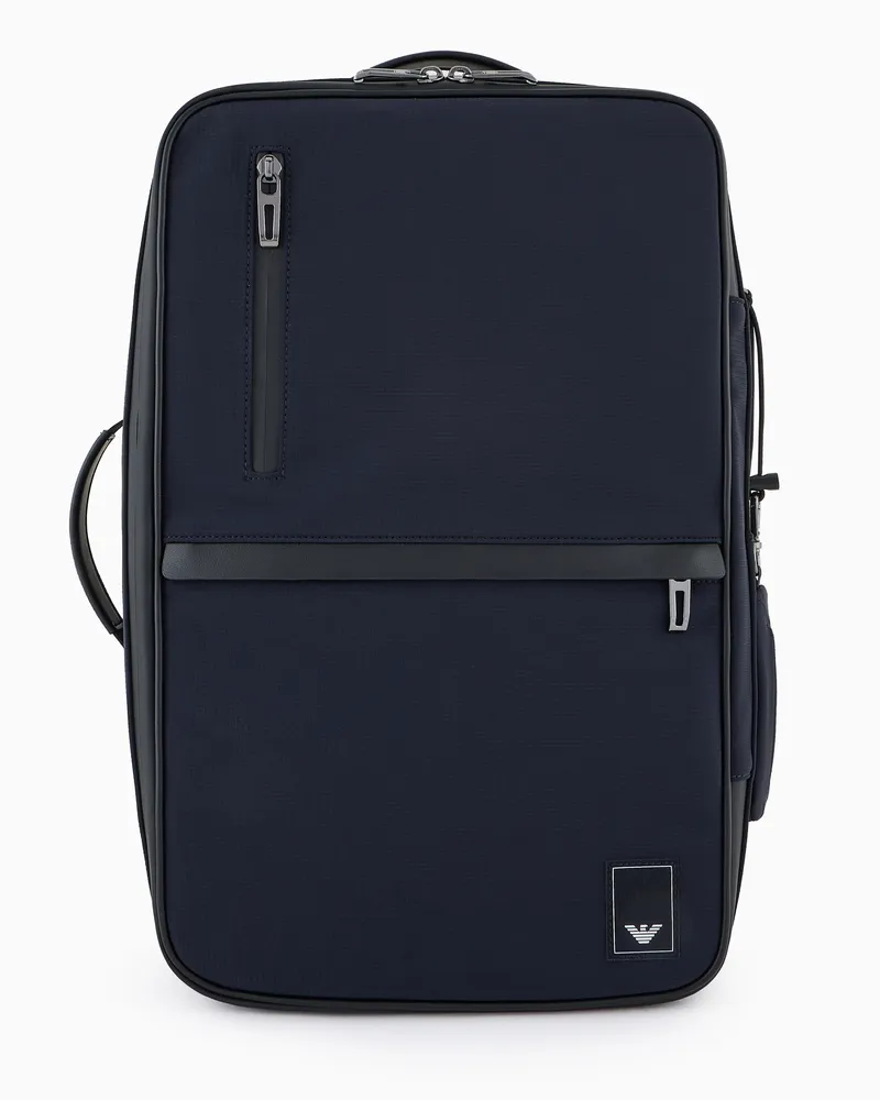 Emporio Armani Travel Essential Rucksack aus Nylon Marineblau