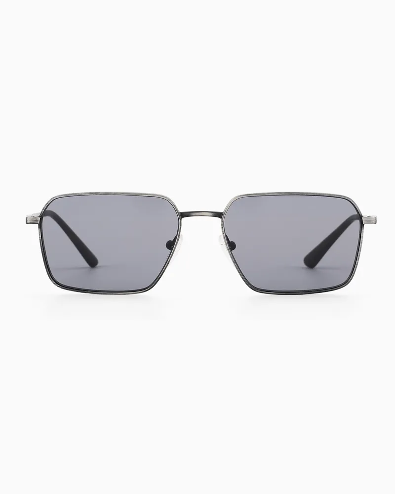 Emporio Armani Herren-Sonnenbrille in unregelmaessiger Form Silber