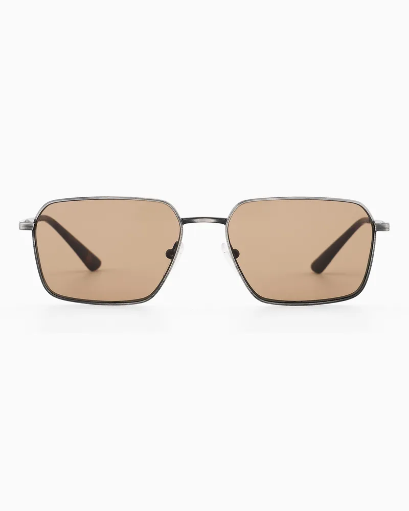 Emporio Armani Herren-Sonnenbrille in unregelmaessiger Form Silber