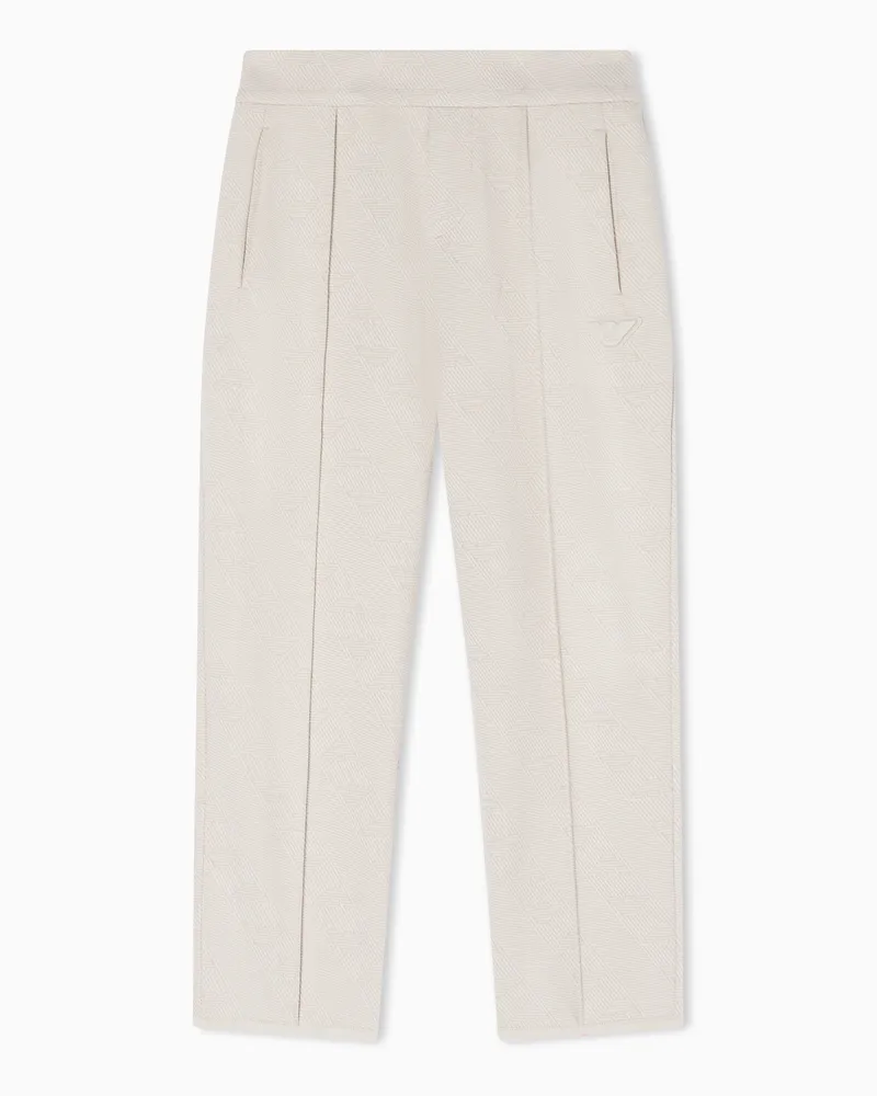 Emporio Armani Hose in Comfort Fit aus doppellagigem Jersey in Jacquard-Stoff-Verarbeitung Beige