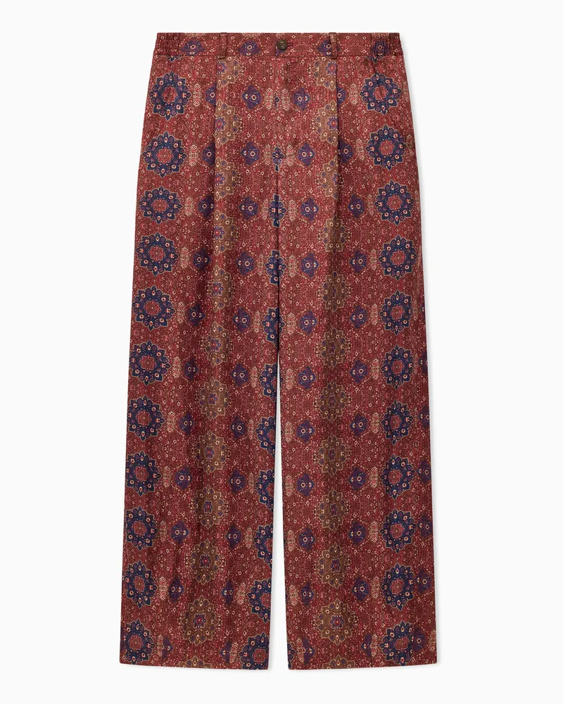 Emporio Armani Hose aus Mikro-Jacquard mit Kilim-Effekt-Print Rot