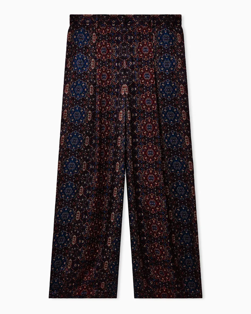 Emporio Armani Hose aus Seide mit Mikro-Jacquard-Print in Kelim-Optik Rot