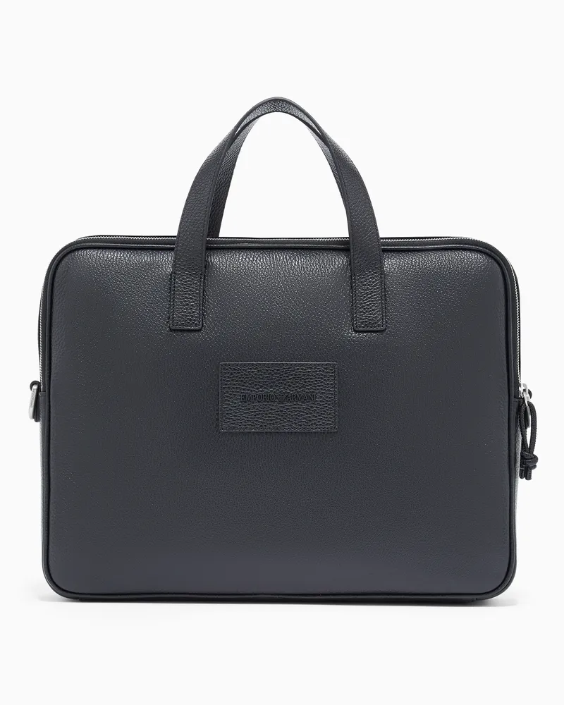 Emporio Armani Businesstasche aus getrommeltem Leder Schwarz