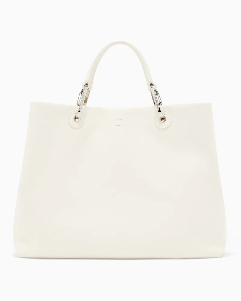Emporio Armani MyEA mittelgroßer Shopper aus Nappaleder Weiß