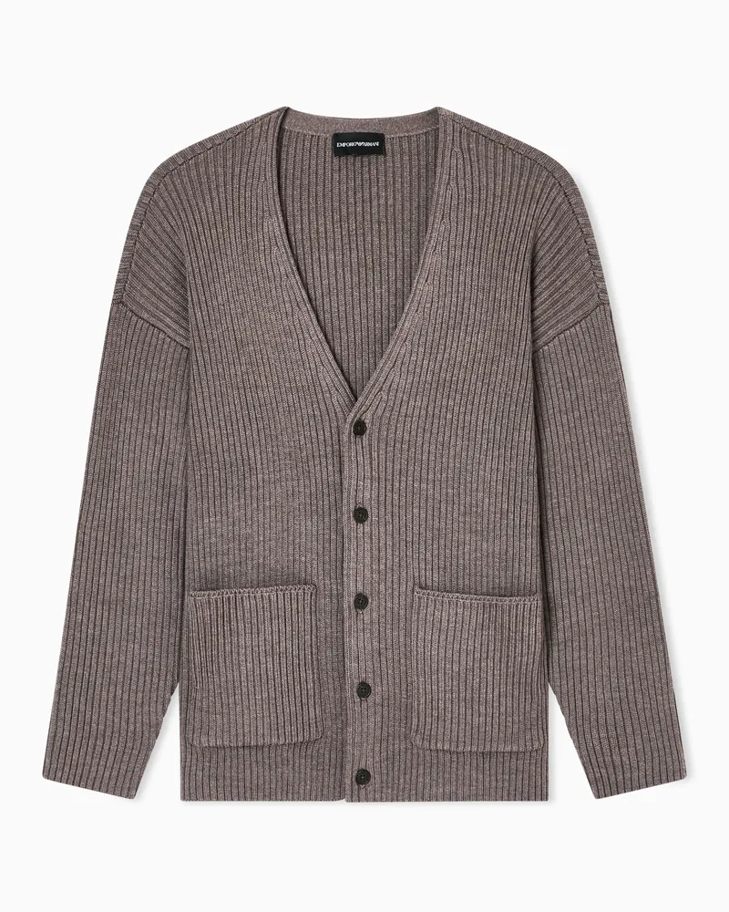 Emporio Armani Cardigan mit V-Ausschnitt aus einer Woll-Mischung Braun