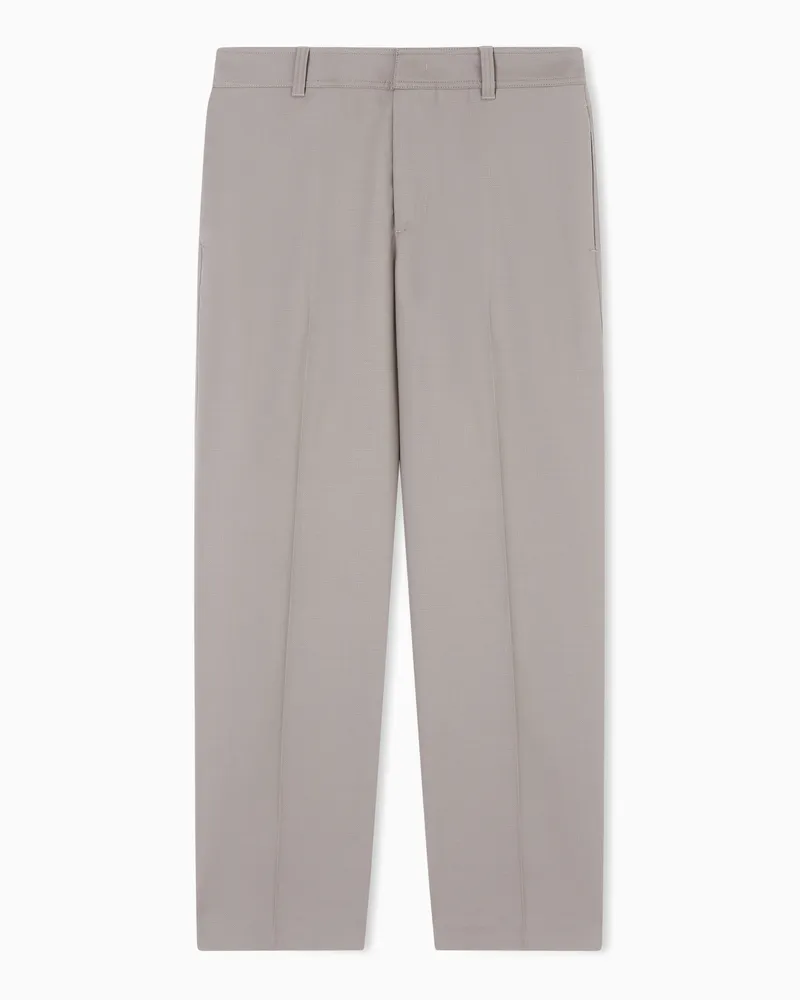 Emporio Armani Hose aus Wollfresko mit Mikro-Fischgrätstruktur Grau