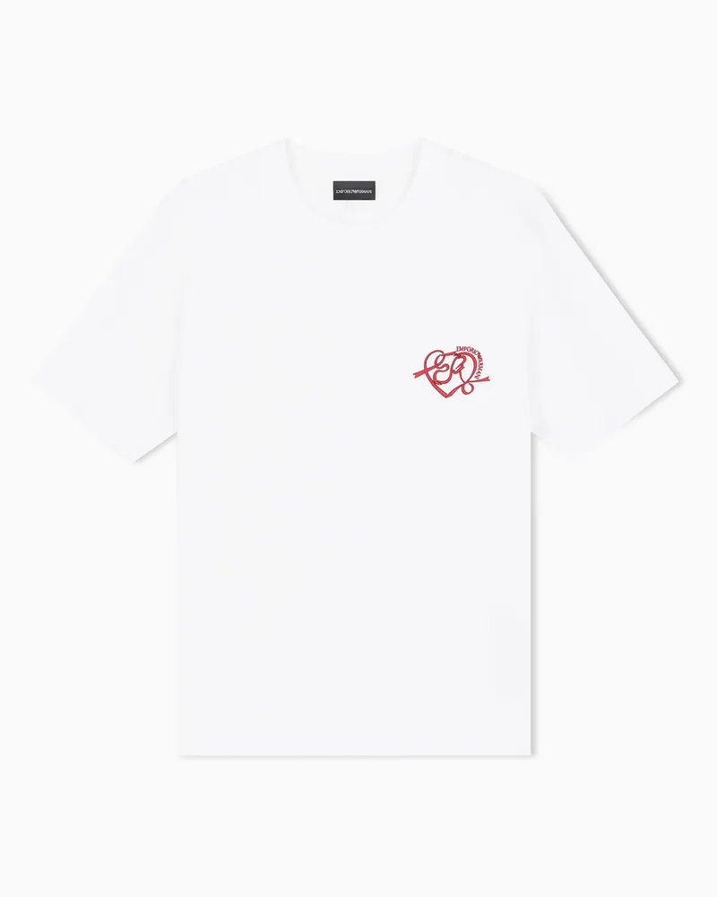 Emporio Armani T-Shirt aus Lyocell-Jersey-Mischgewebe Valentine's Day Capsule Weiß
