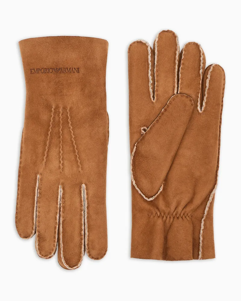 Emporio Armani Handschuhe aus Lamm-Shearling Braun