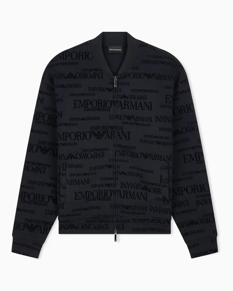 Emporio Armani Sweatshirt aus Double Jersey mit Baumwolle und Elastan Schwarz
