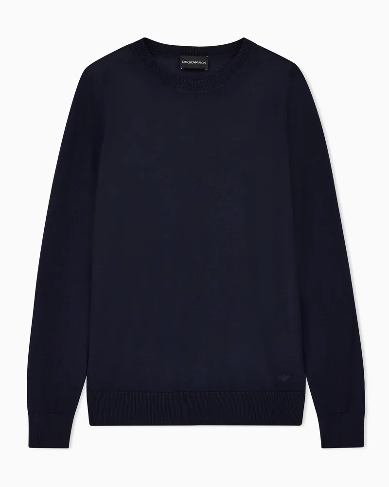 Emporio Armani Pullover mit Rundhalsausschnitt aus reiner Schurwolle Marineblau