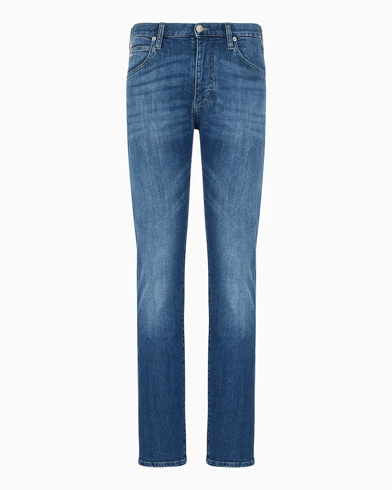 Emporio Armani Jeans J45 in Regular Fit aus Komfort-Denim 10 oz und Twill-Melange Blau