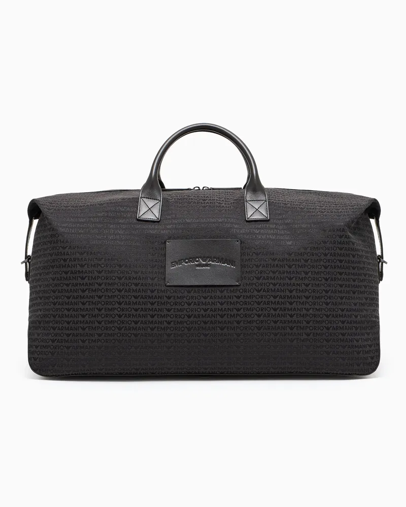 Emporio Armani Reisetasche aus Jacquard-Stoff mit Monogramm Grau