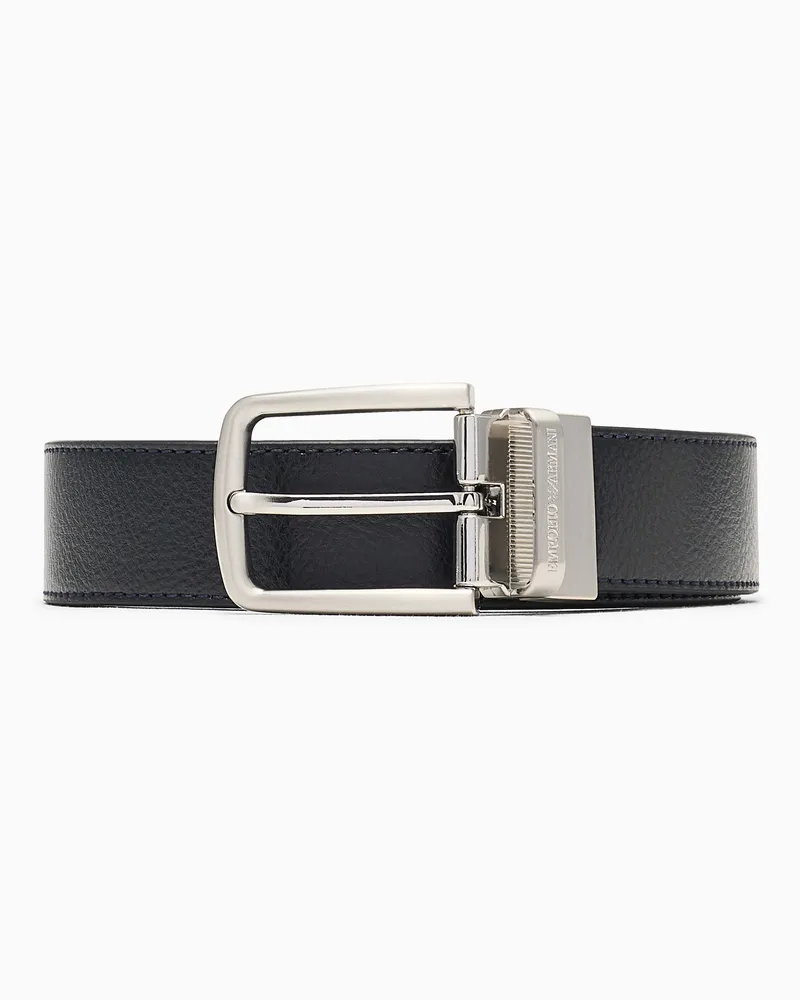 Emporio Armani Gürtel mit Dornschließe aus glattem und genarbtem Leder Blau