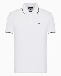 Emporio Armani Poloshirt Slim Fit aus Pikee mit Stretchanteil und Mikro-adler Weiss