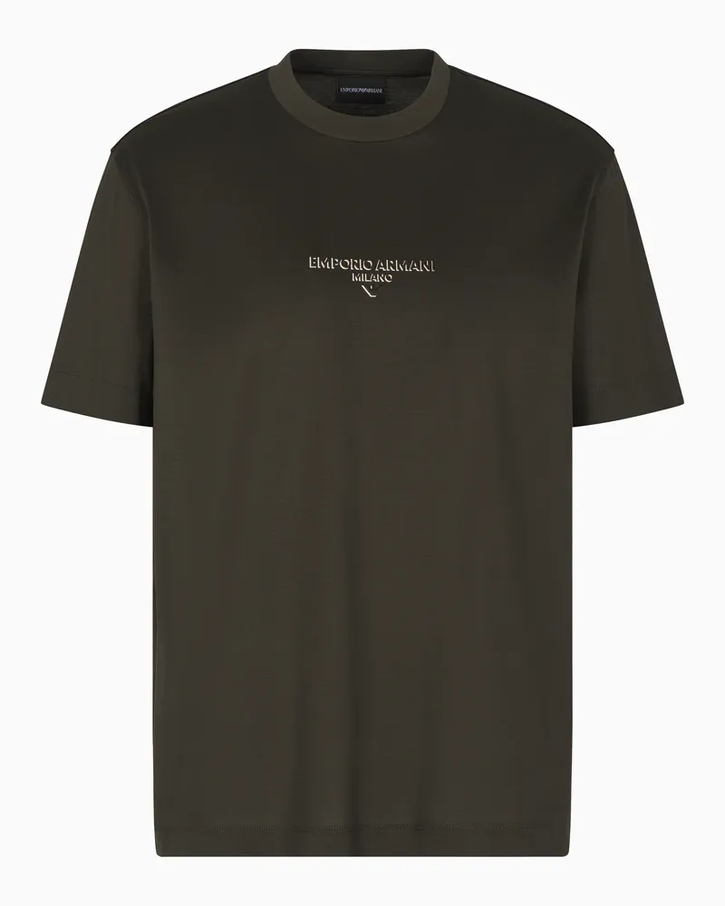 Emporio Armani T-Shirt aus Jersey-Lyocell-Mischung mit Logo in 3D-Effekt Grün