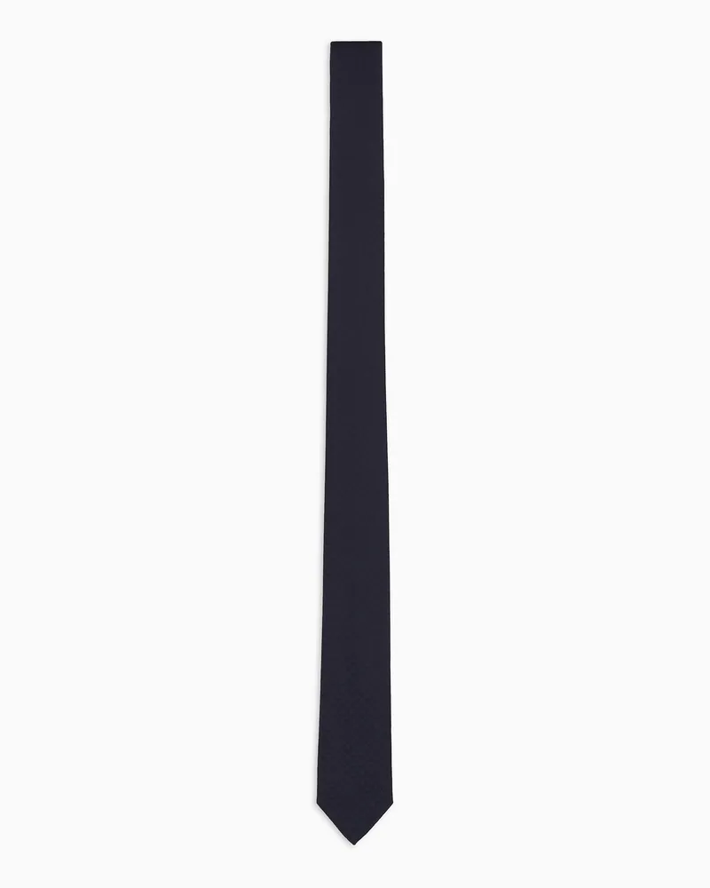 Emporio Armani Krawatte aus reiner Seide mit Jacquard-Monogramm Blau