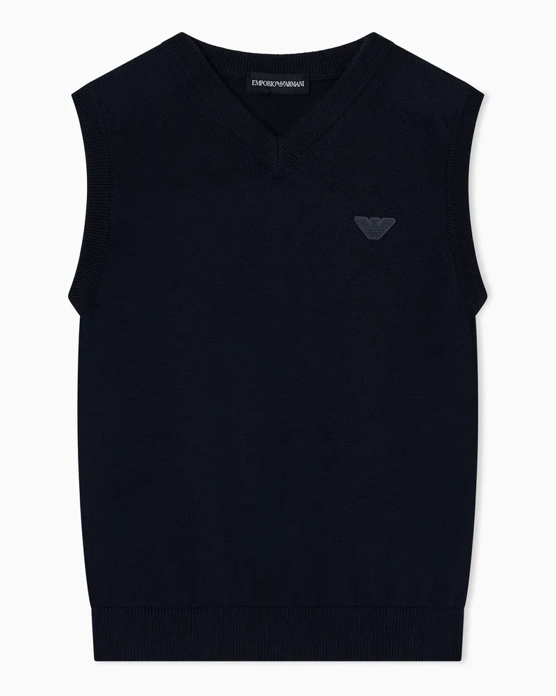 Emporio Armani ASV Weste mit V-Ausschnitt aus Wollmischgewebe Marineblau
