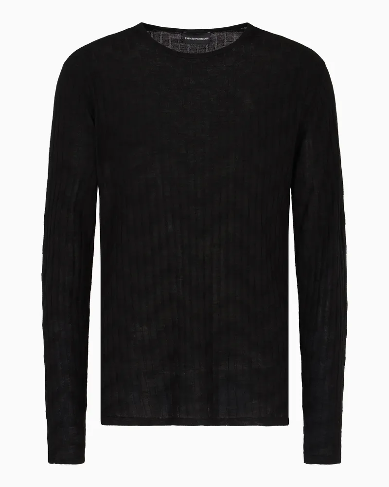 Emporio Armani Pullover aus Woll-Mischung und Seide mit Muster Schwarz