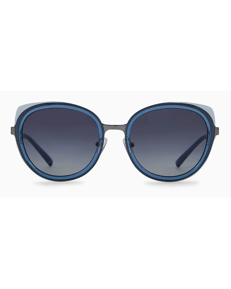 Emporio Armani Runde Sonnenbrille Für Damen Gemustert