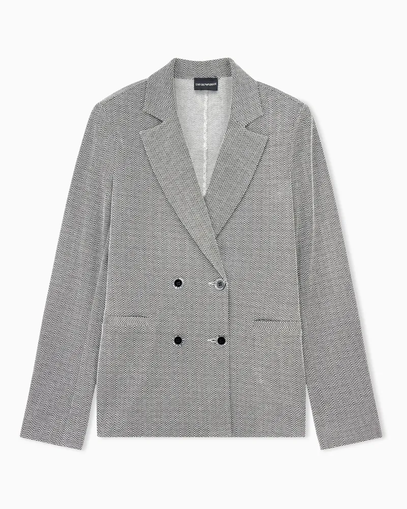 Emporio Armani Zweireihiger Jerseyblazer mit Chevron-Muster Schwarz