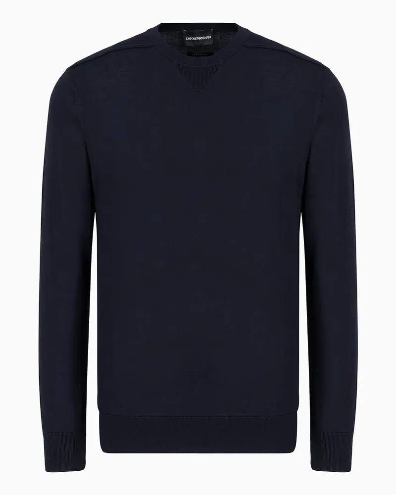 Emporio Armani ASV Pullover aus Woll-Lyocell-Mischung Marineblau