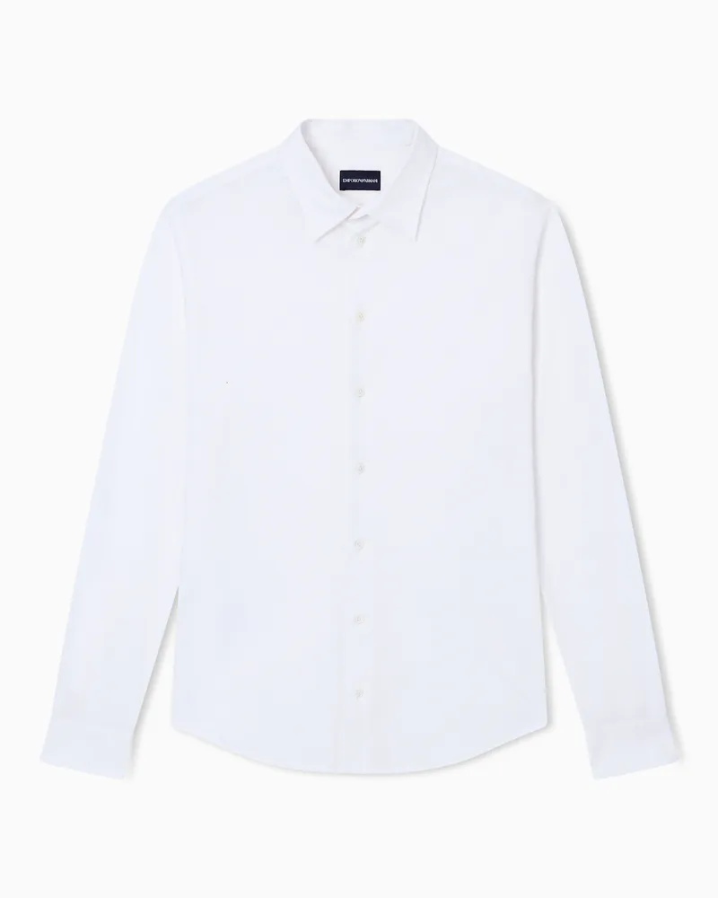 Emporio Armani Hemd aus Stoff in Mikrostruktur Weiß