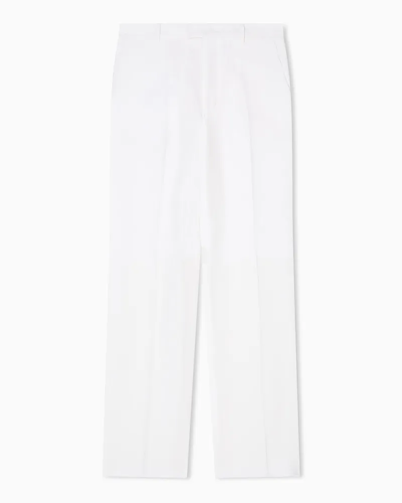 Emporio Armani Hose aus reinem Leinen Weiß