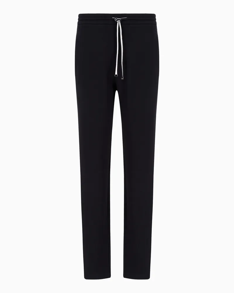 Emporio Armani Jogginghose aus doppellagigem Jersey mit Adler-Logo-Aufnäher Marineblau