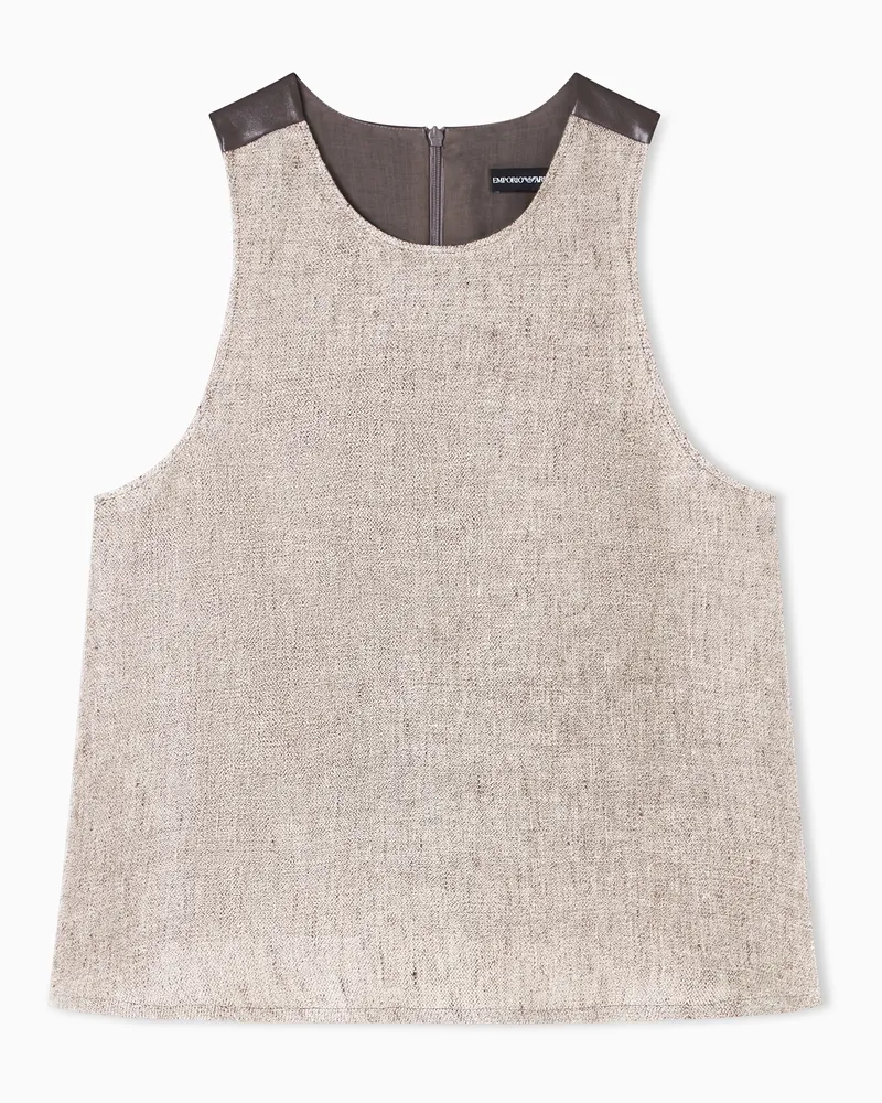Emporio Armani Top aus schwerem Leinen-Canvas Beige