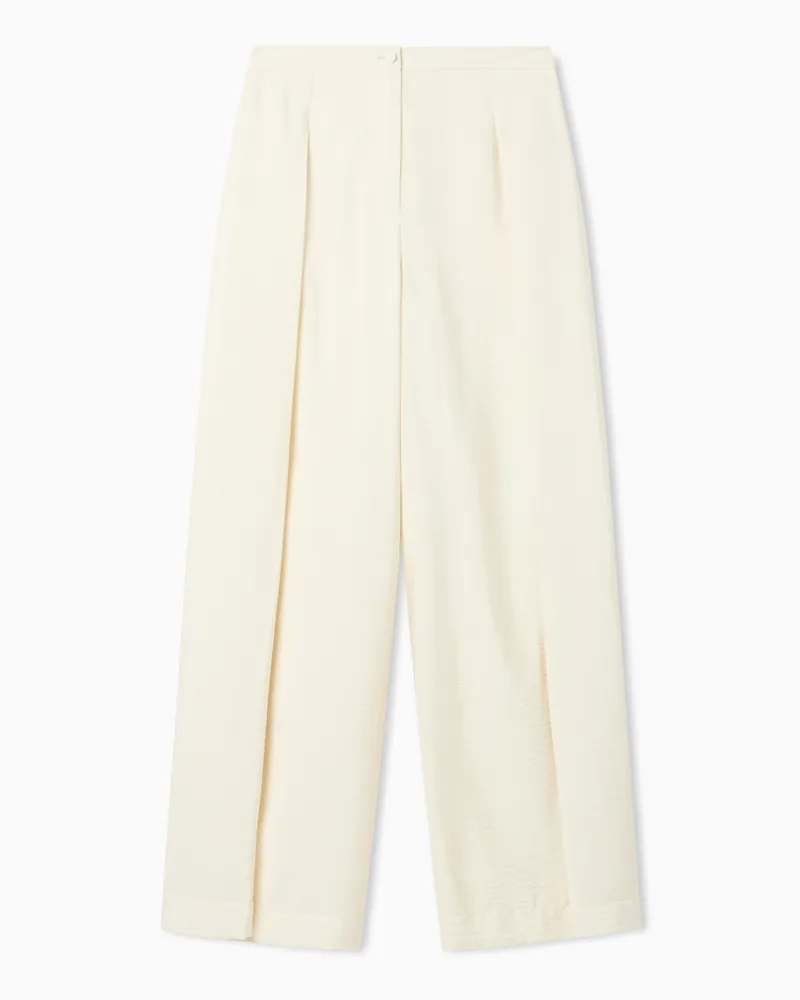 Emporio Armani Wide trousers in techno rayon Weiß