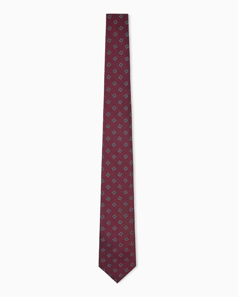 Emporio Armani Krawatte aus glatter Seide mit Punkten im Rautenmuster Braun