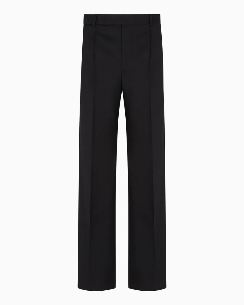 Emporio Armani Icon Hose mit Bundfalten, gefertigt aus elastischem Twill aus Schurwolle Schwarz