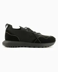 Emporio Armani Strick-sneaker mit Details aus Wildleder Schwarz