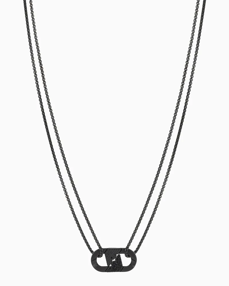 Emporio Armani Kette mit Plakette und schwarzen Kristallen Mehrfarbig