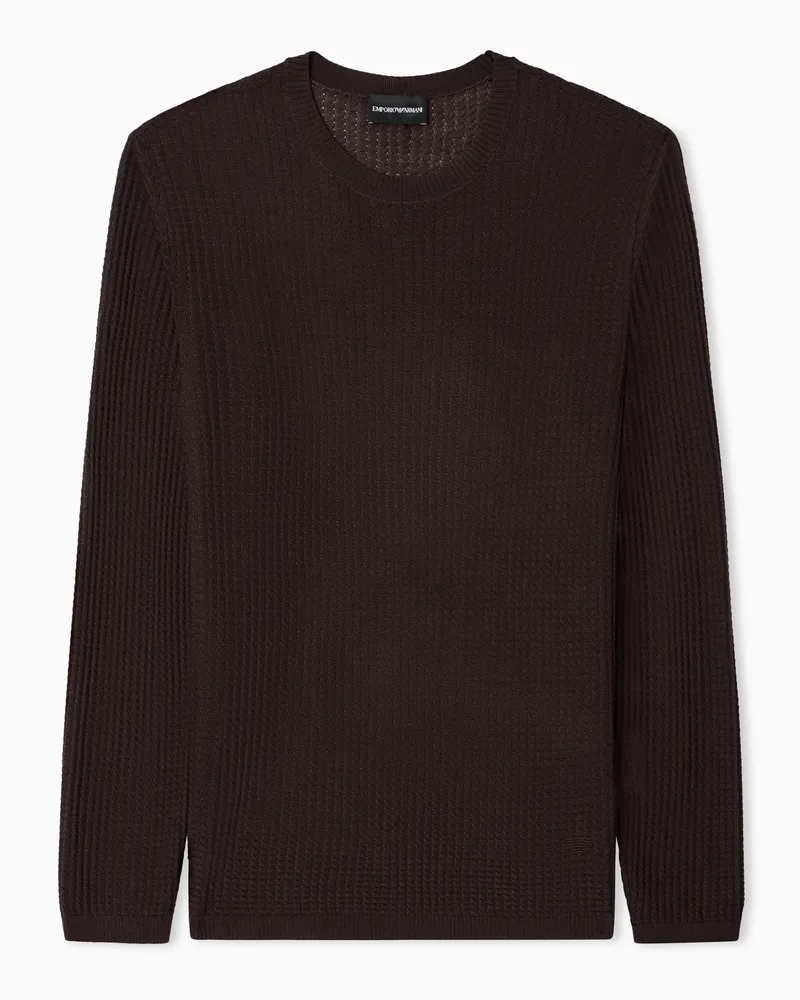 Emporio Armani Pullover aus einer Lyocell-Mischung mit Fangmaschen Braun