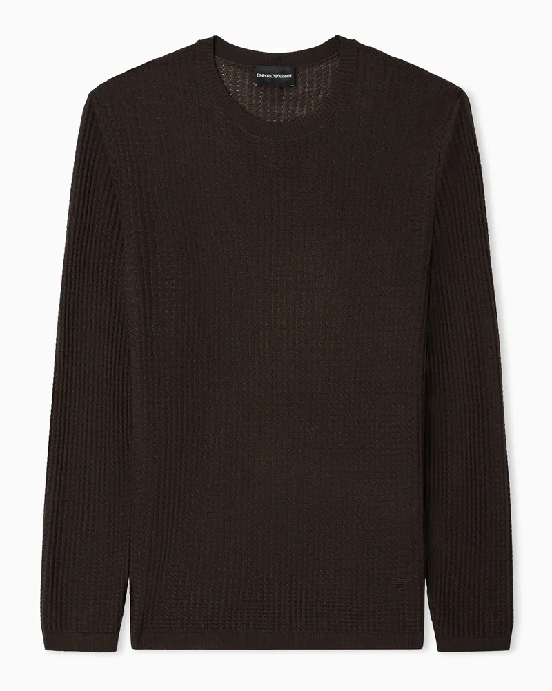 Emporio Armani Pullover aus einer Lyocell-Mischung mit Fangmaschen Braun