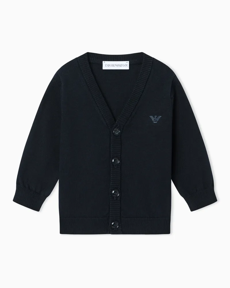 Emporio Armani Cardigan mit V-Ausschnitt aus Wollgemisch Marineblau
