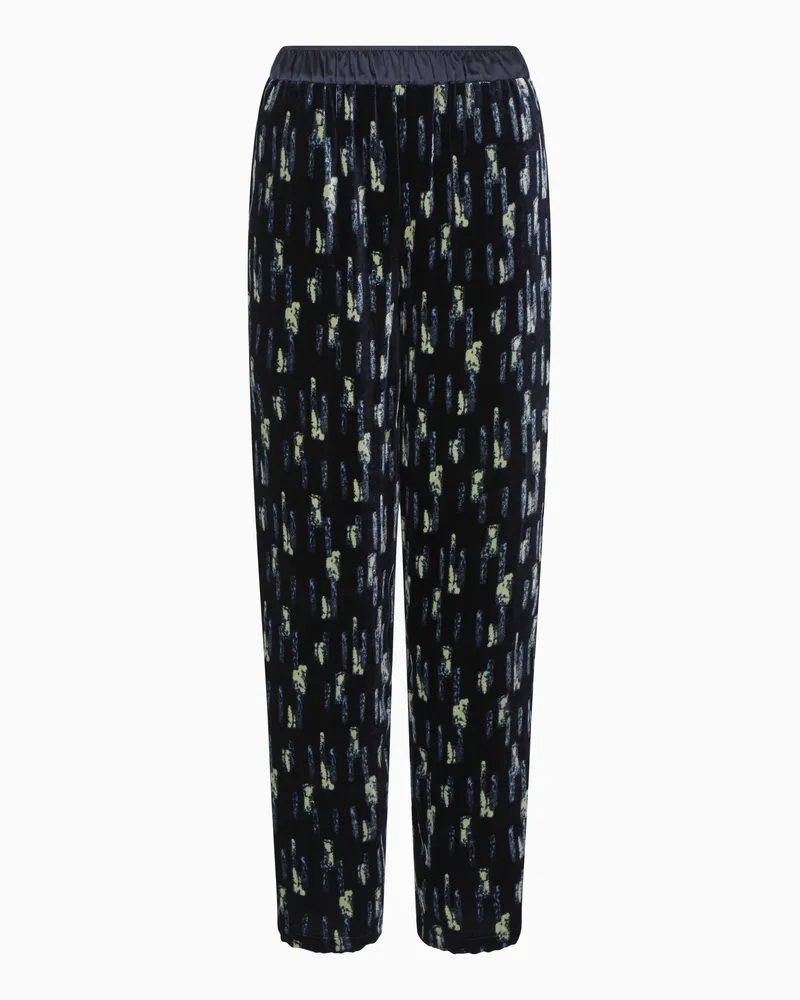 Emporio Armani Bedruckte Samthose Marineblau