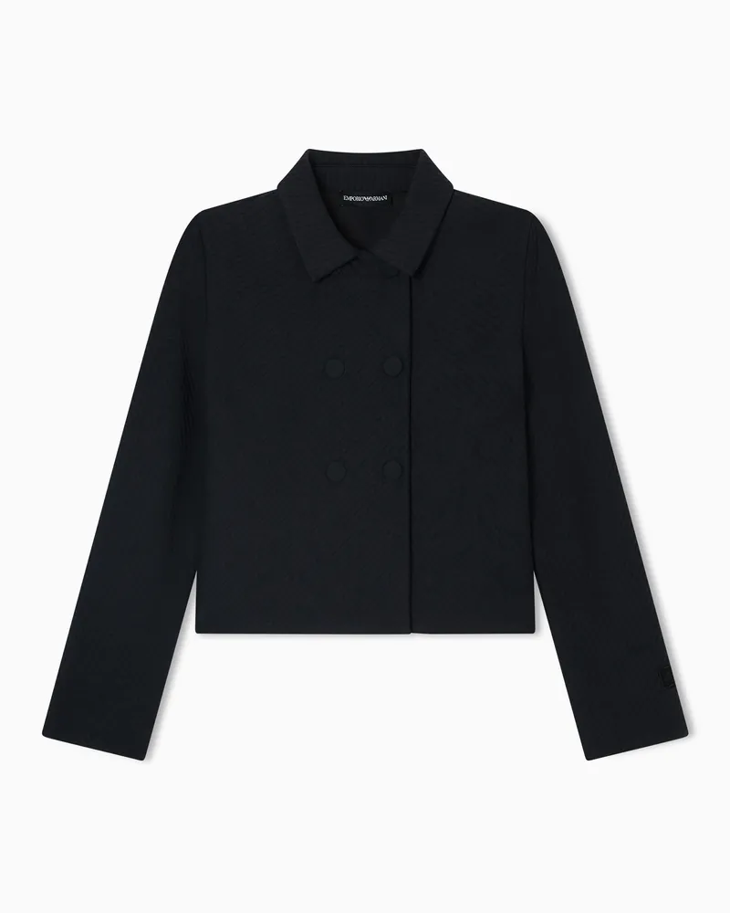 Emporio Armani Zweireihiges Sakko aus gestepptem Jersey Marineblau